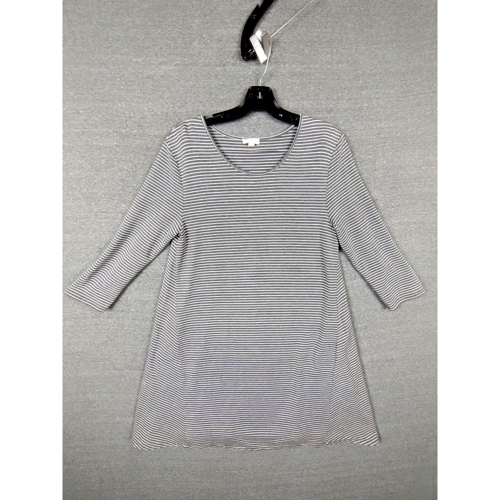 Garnet Hill Dress Womens Small‎ Gray Stripe French Terry Mini Casual Career